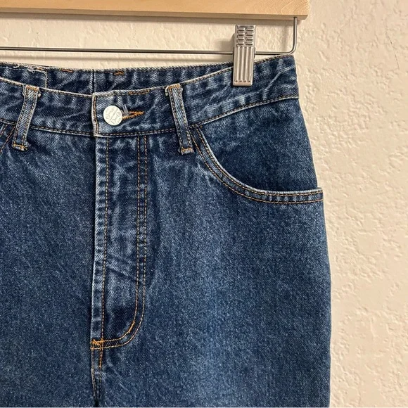 BONGO Jeans USA Made Size 7 High Rise Straight Cropped 100% Cotton Raw Hem - Picture 2 of 6